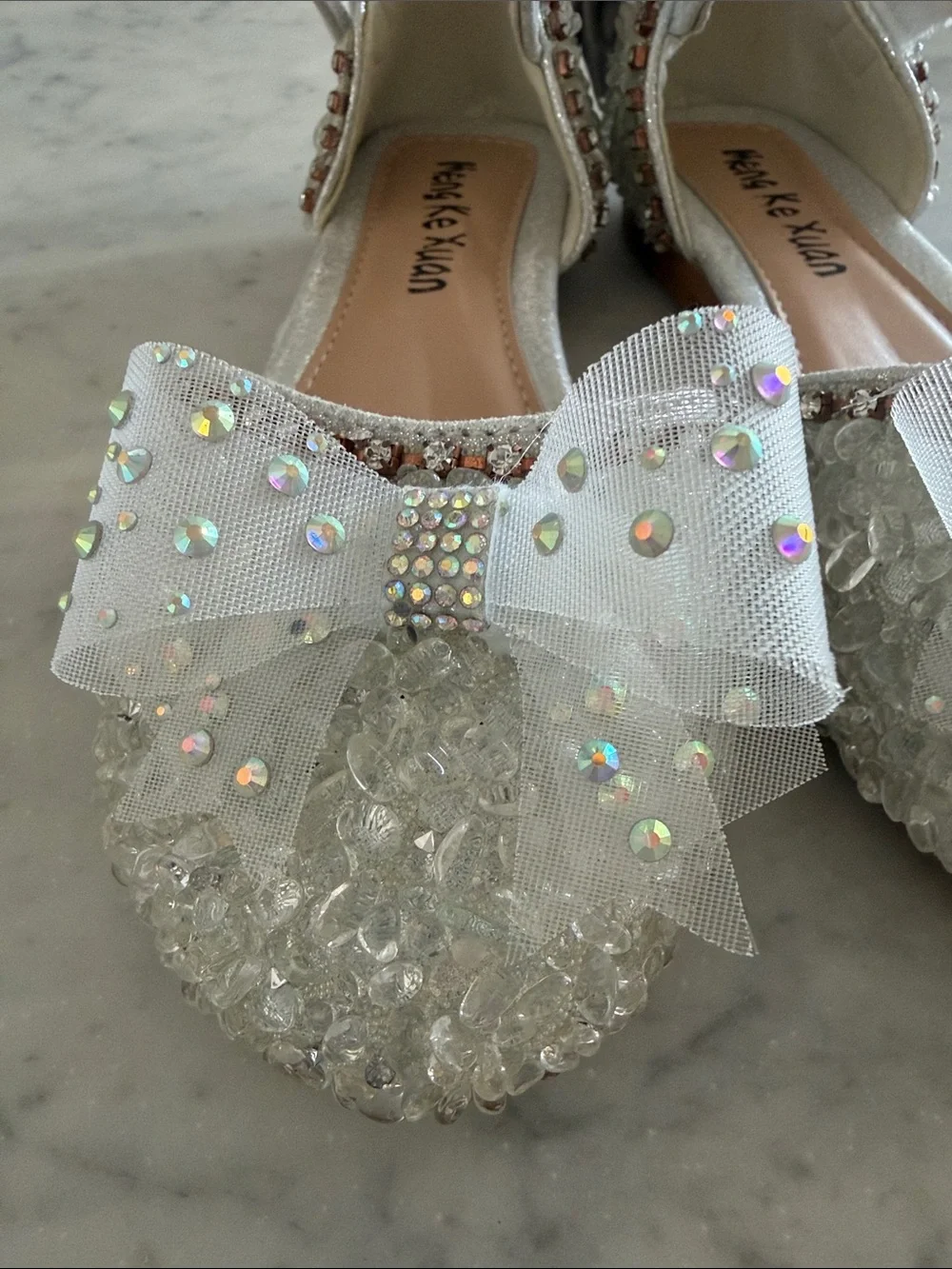 Girls' White Pearl Bow Dress Shoes